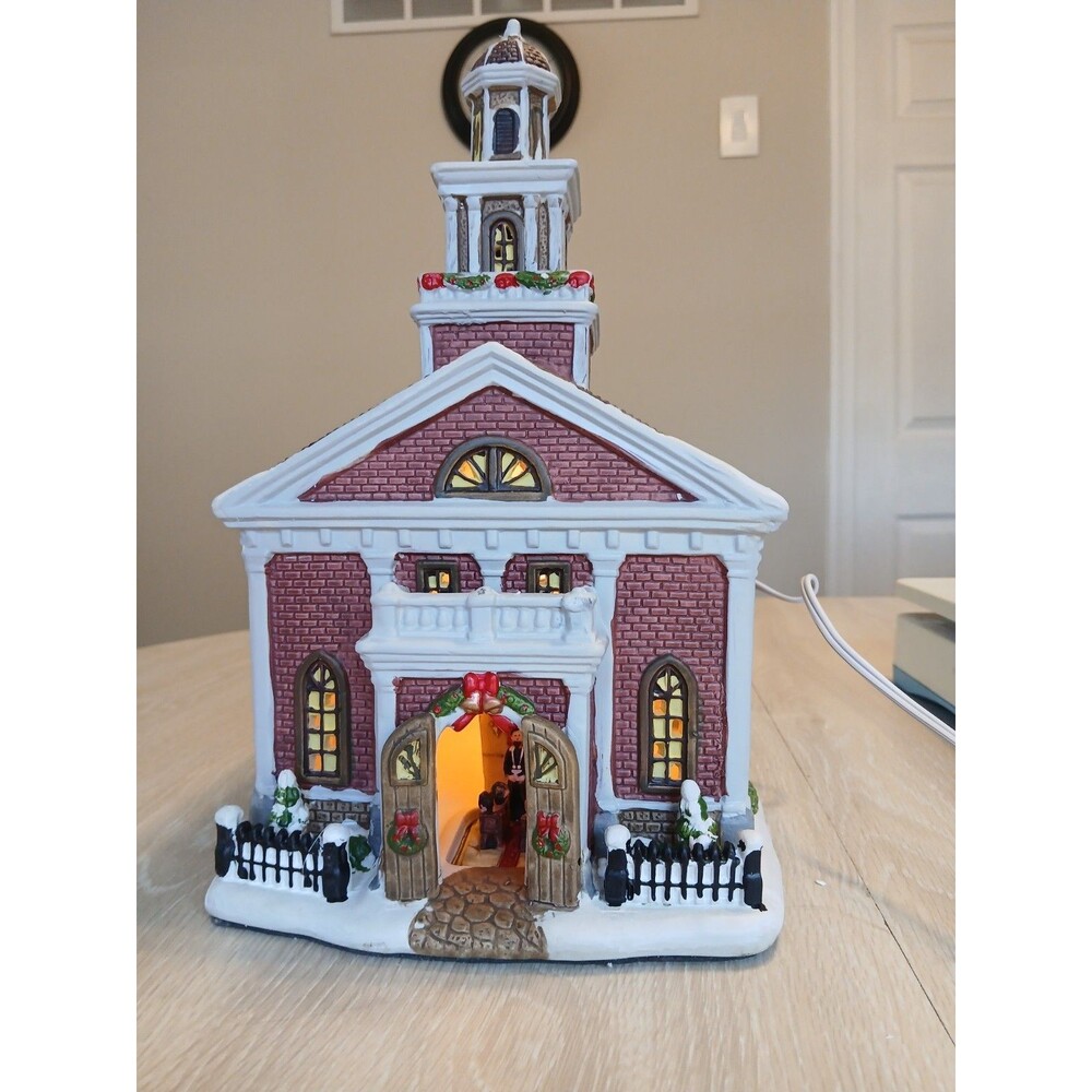 Holiday Time Christmas Village Vintage Victorian Church Light w Box